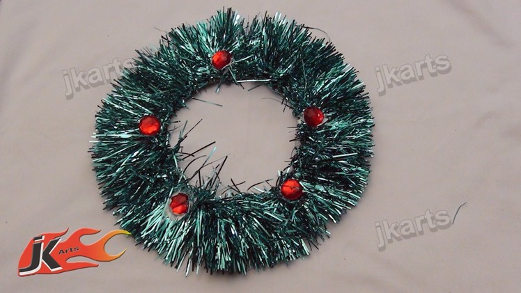 DIY How to make Tinsel wreath christmas ornament - JK Arts 105