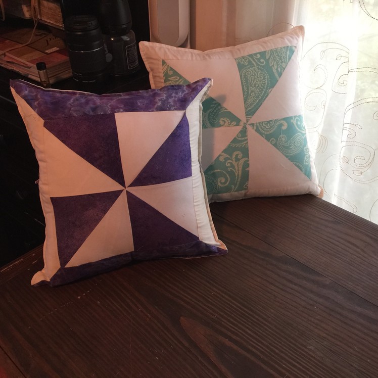 DIY Pinwheel pillow  w. Mitered Corners tutorial