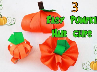 How to: 3 EASY Pumpkin hairbow. clip tutorials (Craft DIY)