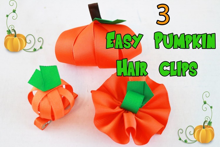How to: 3 EASY Pumpkin hairbow. clip tutorials (Craft DIY)