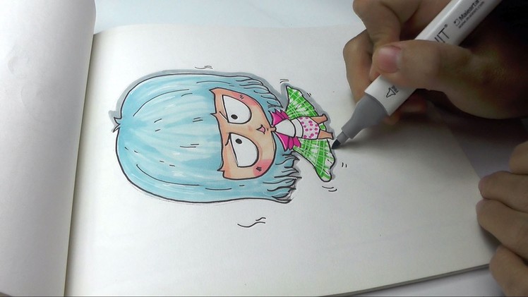 How to Draw a Cute Blue Hair Girl Easy DIY
