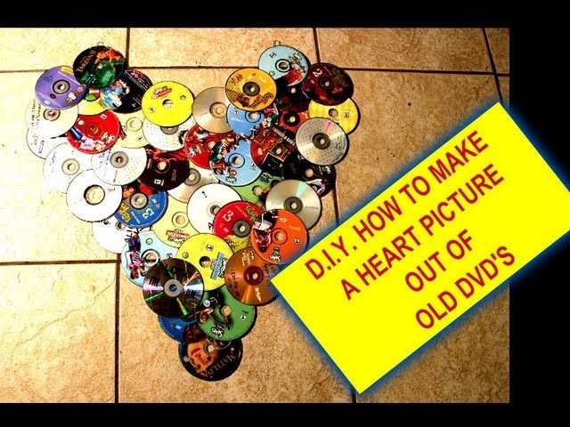 D.I.Y. HOW TO MAKE A  HEART PICTURE OUT OF OLD CD'S AND DVD'S . 