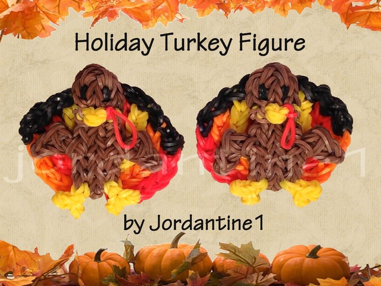 New 3D Holiday Turkey Figure.Charm - Rainbow Loom - Thanksgiving Fall