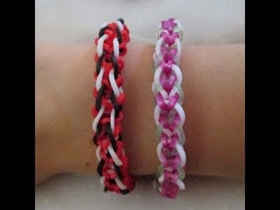 Rainbow Loom- How to make an Inverted Candy Cane Bracelet (Variation of the Inverted Fishtail)