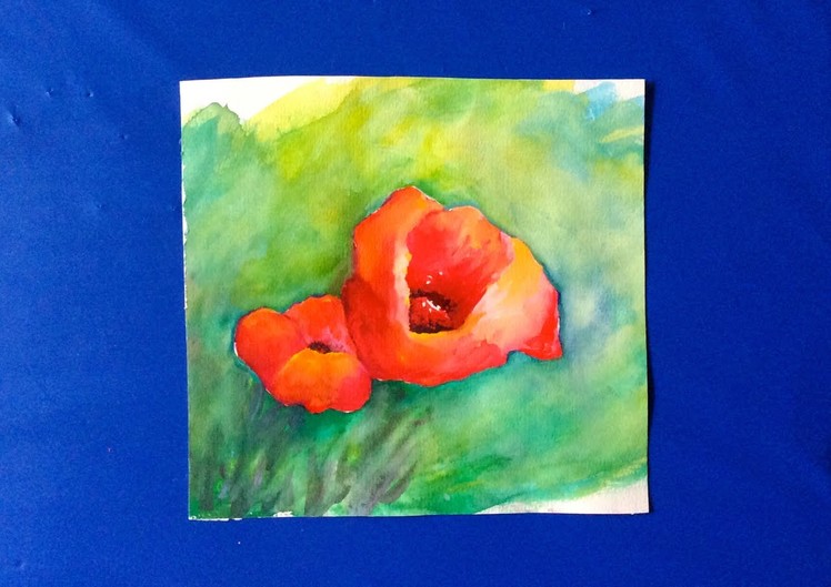 Free Watercolor tutorial ~ How to paint Poppies the easy way