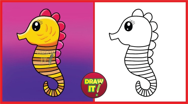 How To Draw A Seahorse - Trace