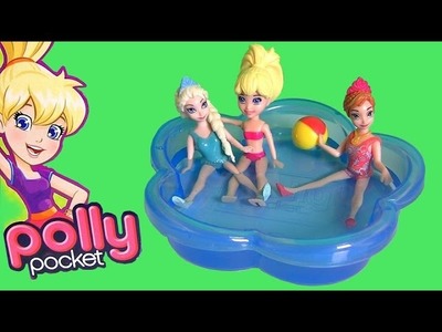 Polly Pocket Pool Party with Magic Clip Princess Anna Elsa From Disney Frozen MagiClip Fashion