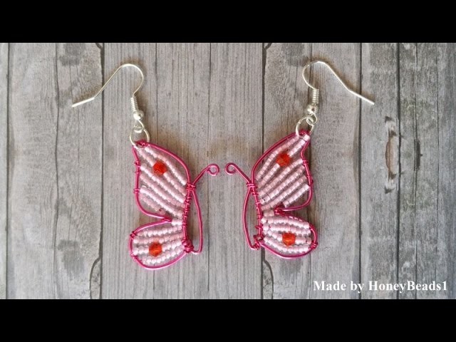 Butterfly Earrings made with wire by HoneyBeads1