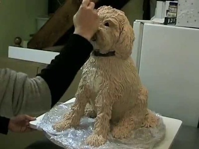 Make a sculpted dog cake
