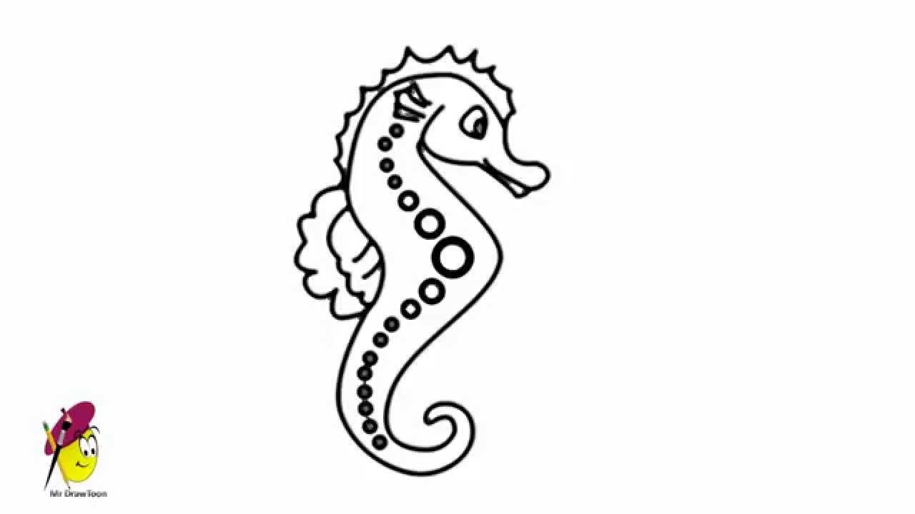 Sea horse - Sea Creatures Easy drawing - how to draw a Sea horse Hippocampe