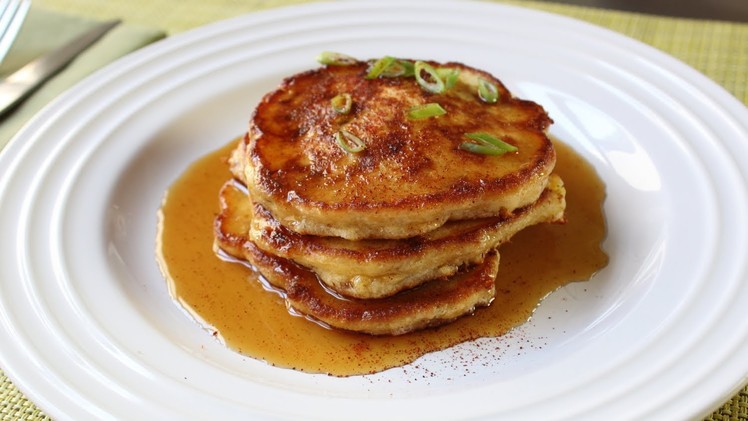 Mancakes - Bacon, Green Onion, & Cheddar Corn Pancakes Recipe - Father's Day Brunch