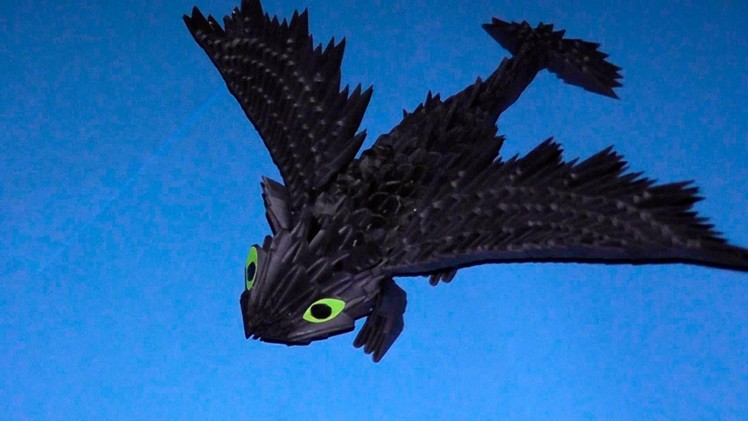 3D origami dragon Night fury (Toothless) tutorial (instruction)