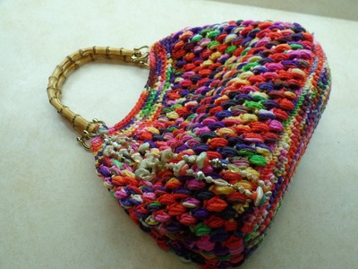 #Crochet Puff Bean Stitch Handbag Purse #TUTORIAL