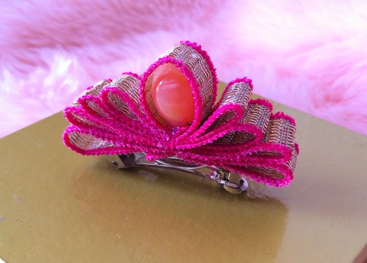 DIY: How to make a crown with ribbon-- hair clip
