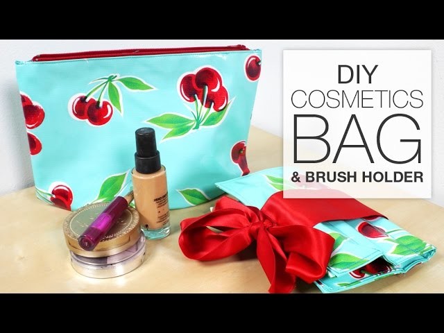 DIY Makeup.Cosmetics Bag with Brush Holder - Free Pattern