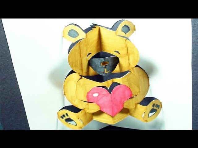 How to make a Teddy Bear: Pop-Up Card | FREE Template - (Kirigami 3D) Valentine's Day Greeting!