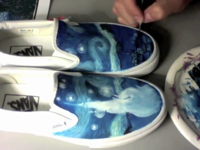 Custom Painted Shoes - EnHaoKicks Starry Night Vans