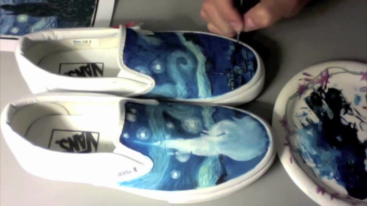 Custom Painted Shoes - EnHaoKicks Starry Night Vans