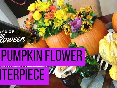DIY Pumpkin Centerpiece with Fresh Flowers #JPHalloween #ProFlowers