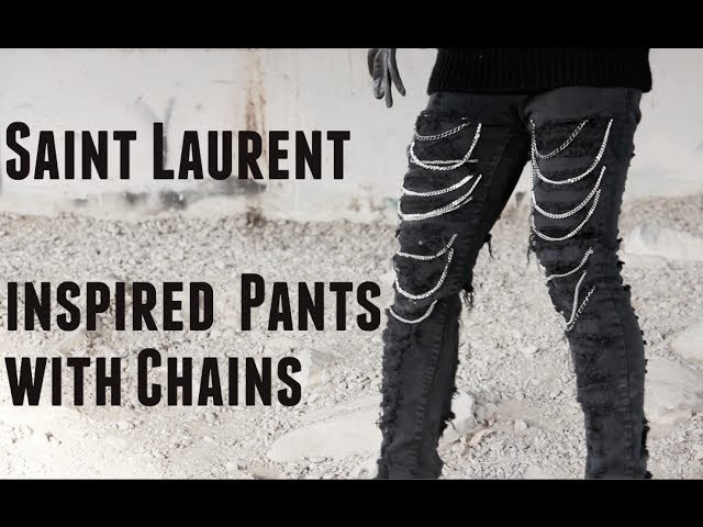 DIY Saint Laurent Inspired Distressed Pants with Chains