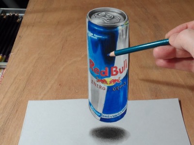 Drawing  3D Levitating Red Bull Can