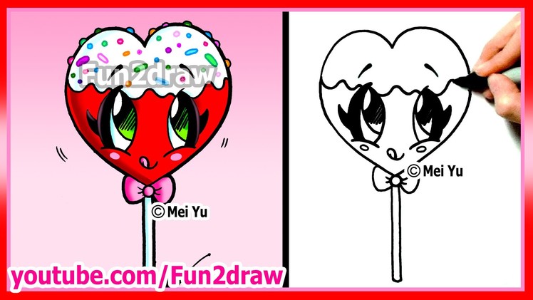 How to Draw A Heart Lollipop