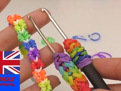 Loom Bands Bracelet with mini stars and a crochet hook tutorial