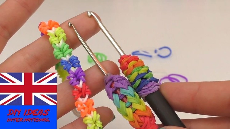 Loom Bands Bracelet with mini stars and a crochet hook tutorial