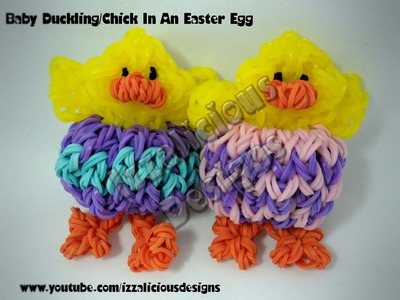 Rainbow Loom Baby Duck.Chick in Easter Egg Figure.Charm Tutorial