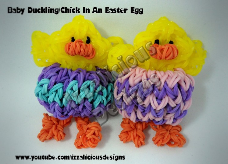 Rainbow Loom Baby Duck.Chick in Easter Egg Figure.Charm Tutorial