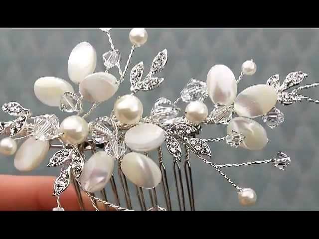 Freshwater Pearl and Swarovski Crystal Hair Comb - AA-S2216.mpg