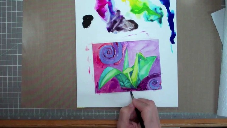How to Paint a Watercolor Crane with Splash Ink
