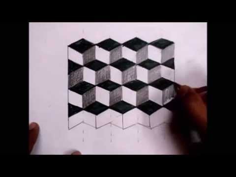 3D Cube Illusion Drawing (Easy)