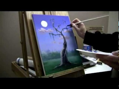 How To Paint A Moonlit Tree Scene - Painting Lessons by Brandon Schaefer