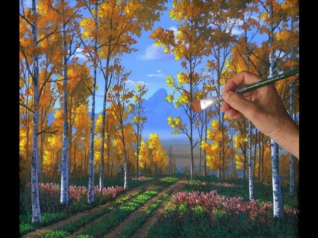 How To Paint An Aspen Forest In The Fall With Liquitex Acrylics On Canvas Complete Lesson