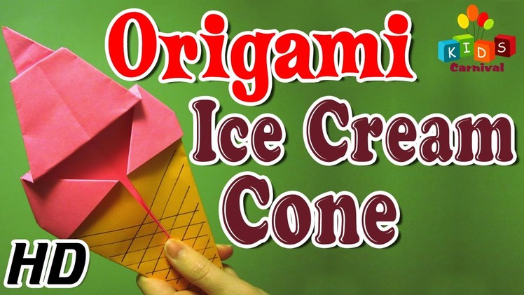 Origami - How To Make ICE-CREAM CONE - Simple Tutorials In English