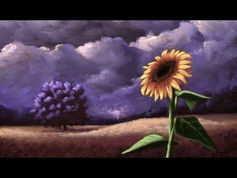 Sunflower Among a Stormy Sky Painting - Time Lapse Acrylic Painting by Nagualero