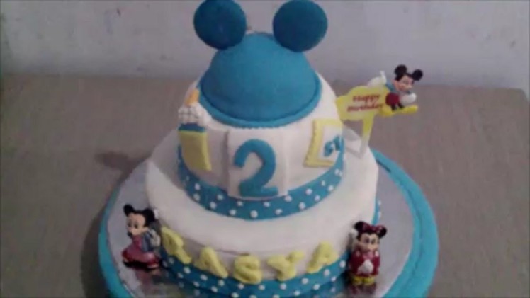 How to Make Mickey Mouse Two Tier Fondant Cake