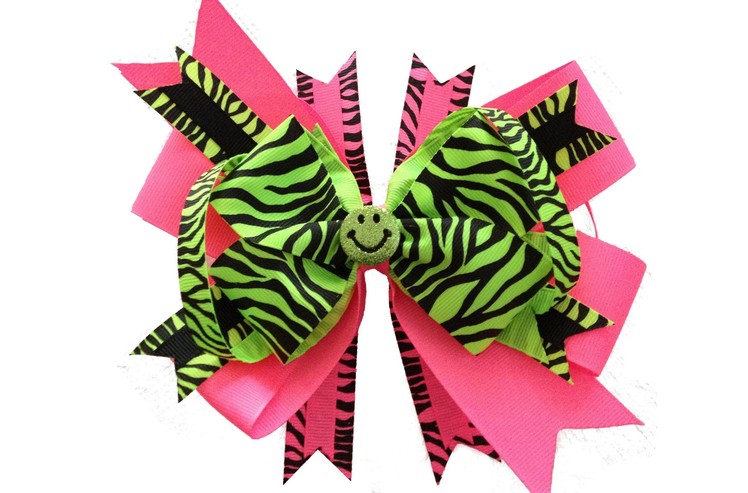 Easy Stacked Over The Top Neon Hair Bow Tutorial