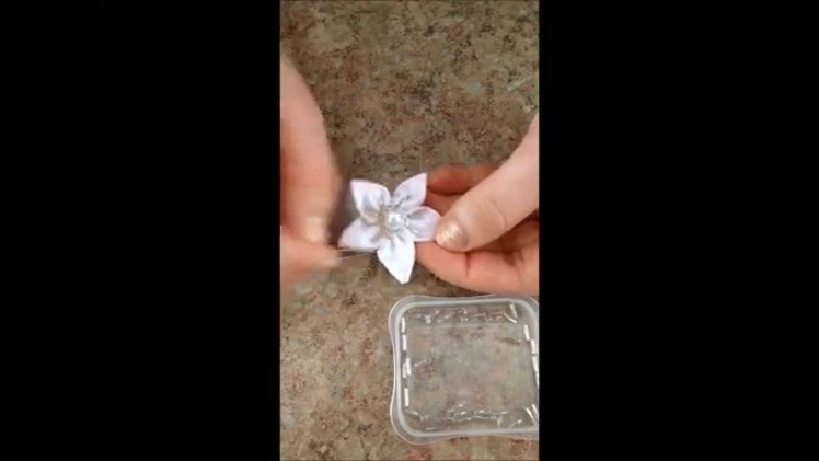 DIY white satin fabric flower Tutorial