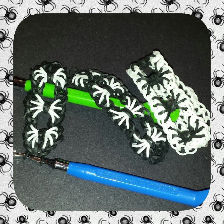 "Entrapped Spiders"  Hook only Rainbow Loom Bracelet.How to tutorial