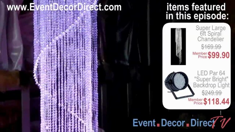 Event Decor Direct TV - Super Large 6ft Spiral Crystal Chandlier w. LED Uplight