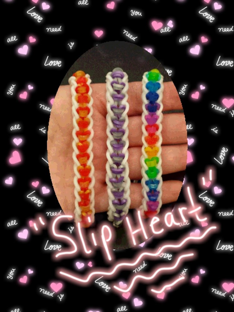 NEW "Slip Heart" Rainbow Loom Bracelet.How To Tutorial