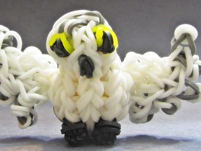 Rainbow Loom Charms Snowy Owl 3D - made with Loom bands (loom Animals tiere animaxu)