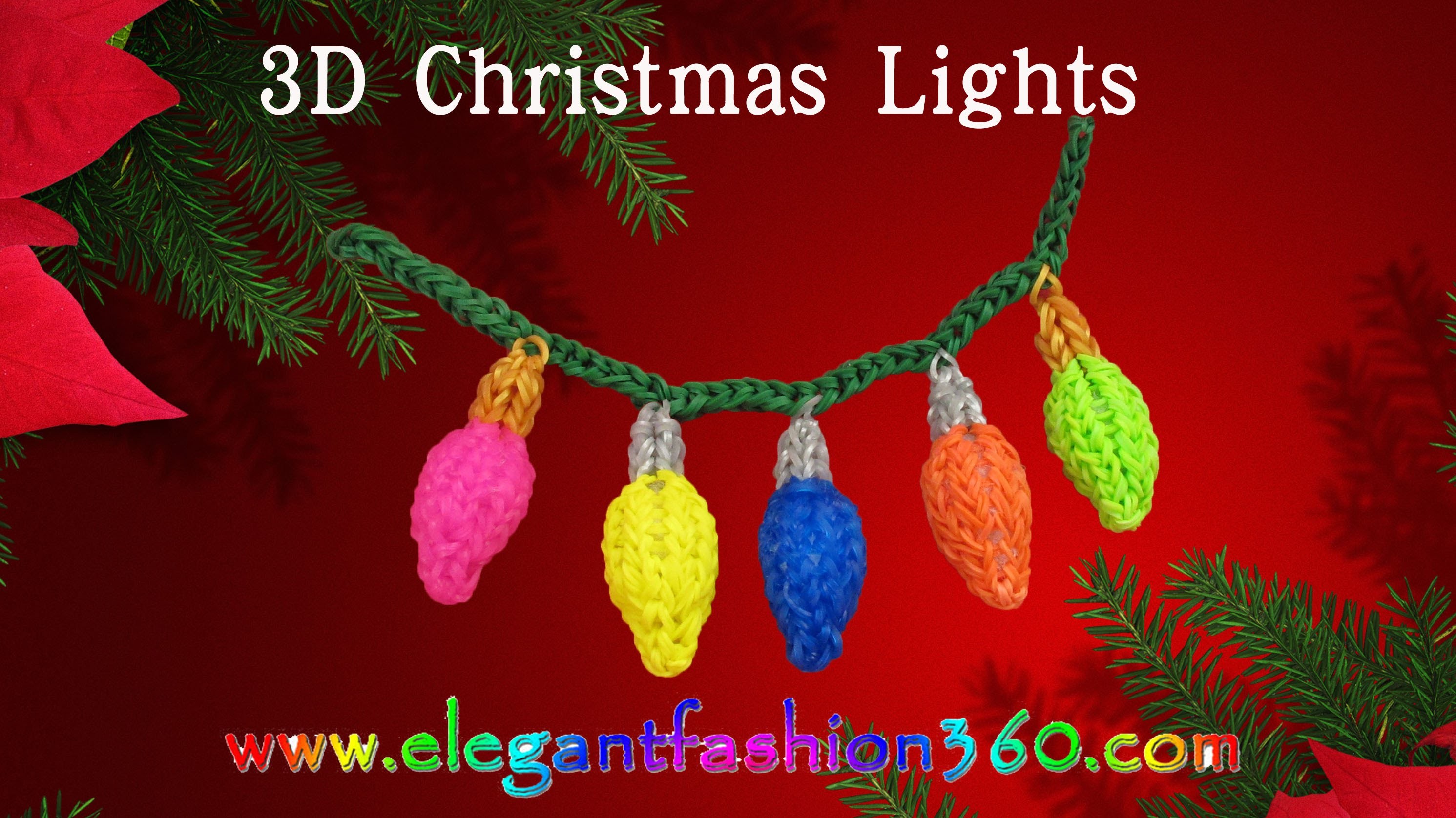 Rainbow Loom Christmas Light 3D Charms - How to Loom Bands Tutorial.Christmas.Holiday.Ornaments