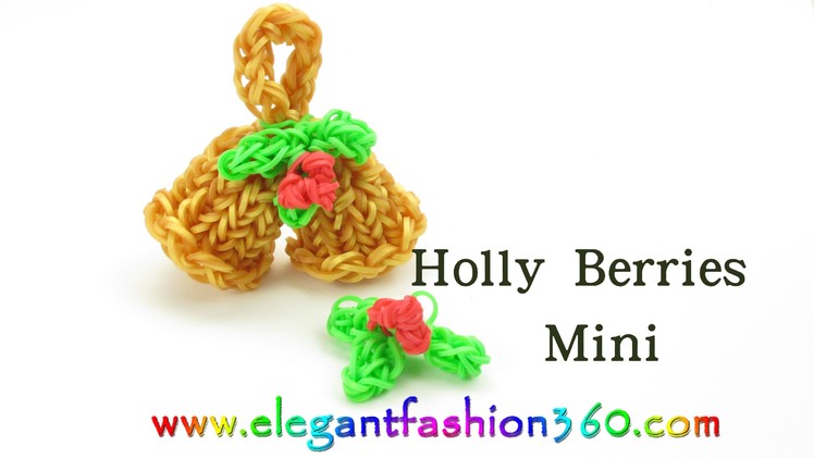 Rainbow Loom Mini Holly Berries Charm for Jingle Bells - How to Loom Bands Tutorial