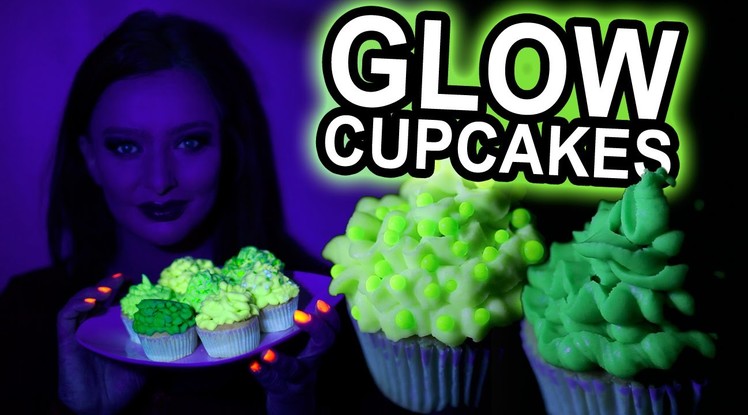 How to make Green GLOW in the dark Cupcakes - UV reactive! - DIY Halloween Food ideas