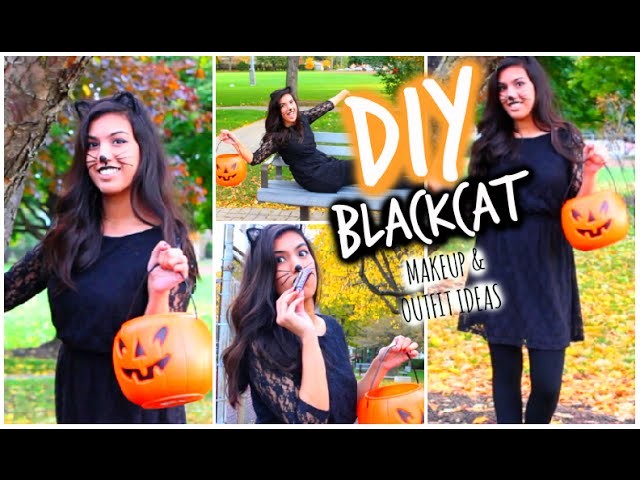 Black Cat DIY Halloween Makeup + Costume.Outfit Ideas! 2014 | Last Minute!