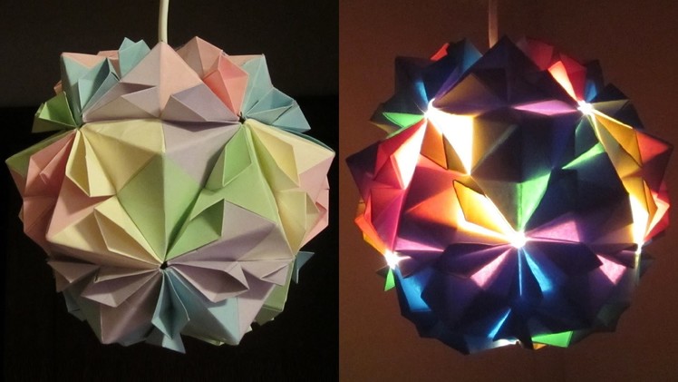 DIY lamp (flower ball) - learn how to make a paper lampshade by modular origami- EzyCraft