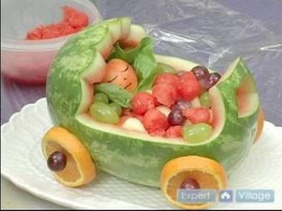 How to Carve Fruit Centerpieces : Displaying A Baby Stroller Fruit Centerpiece